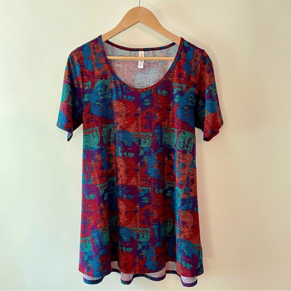 LuLaRoe Perfect T Multicolor Short Sleeve Scoop Neck Top Size L - Picture 1 of 13